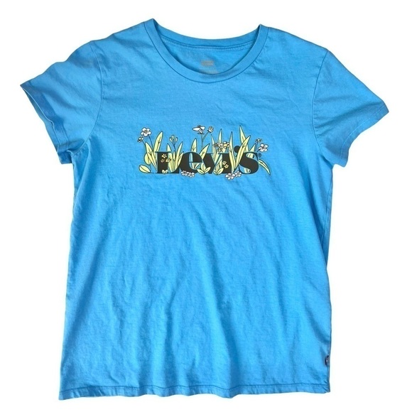 Levi’s As They Grow Wildflower Daisy Graphic Short Sleeve Blue T-Shirt Small - Picture 11 of 14
